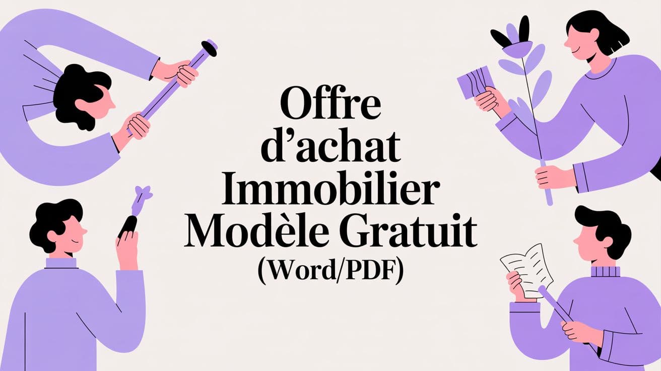 Ordinateur portable affichant un modèle d’offre d’achat immobilier gratuit sur un bureau