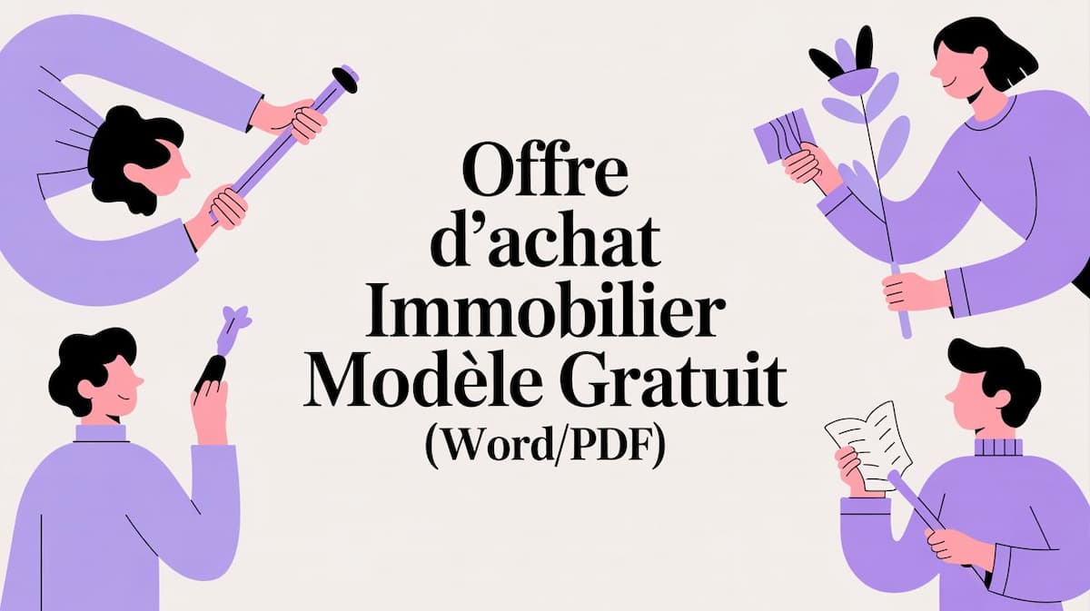 Ordinateur portable affichant un modèle d’offre d’achat immobilier gratuit sur un bureau